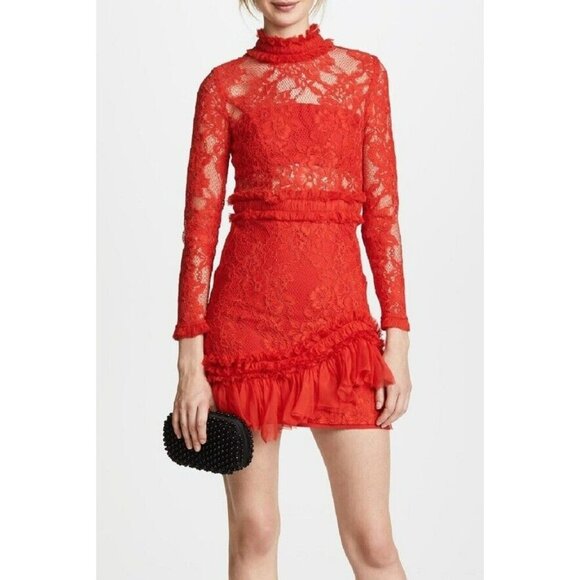 ALEXIS Wilhelmina Red Lace Mini Dress Sz XS - Picture 1 of 16